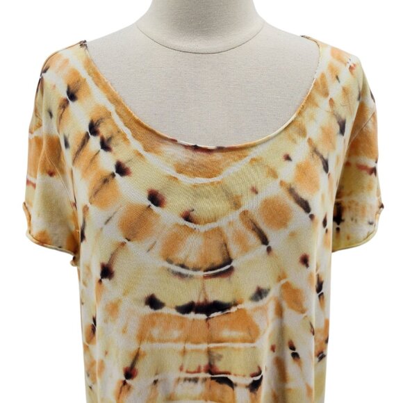 Raquel Allegra Womens Medium / 1 Top Handmade Tie Dye Raw Hem Neckline Hippie - Picture 2 of 11
